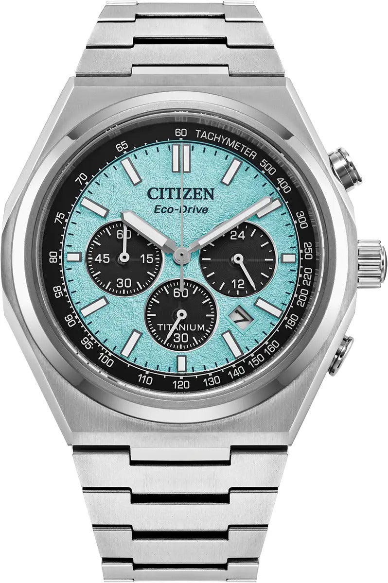 Citizen Eco-Drive Zenshin Super Titanium Blue Chronograph 42mm Watch CA4610-85M