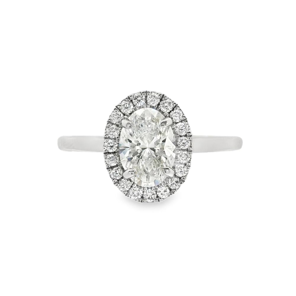 Oval Cut Halo 1.01ct Lab Grown Diamond, Platinum