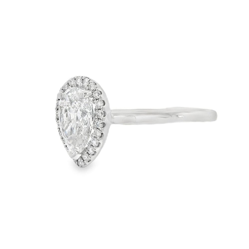 Pear Cut Halo 1.04ct Lab Grown Diamond, Platinum