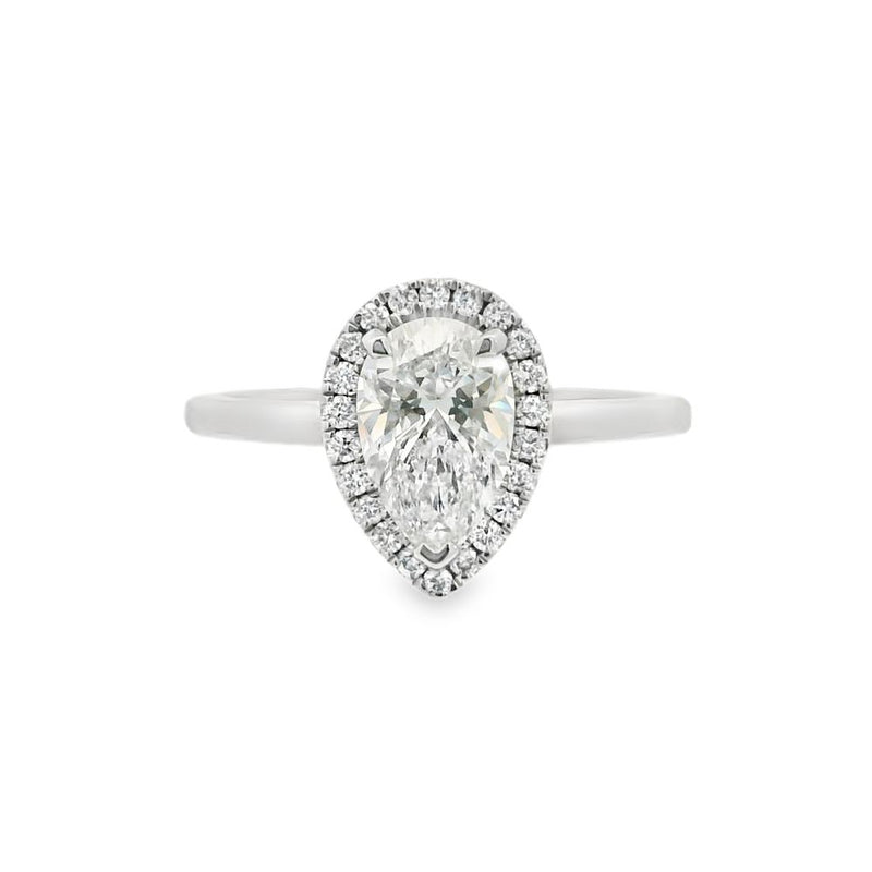 Pear Cut Halo 1.04ct Lab Grown Diamond, Platinum
