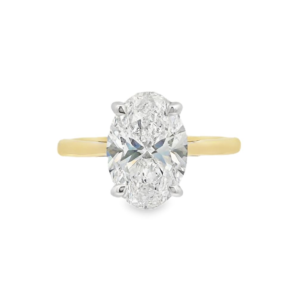 Oval Cut Single Stone 3.01ct Lab Grown Diamond, 18ct Yellow Gold