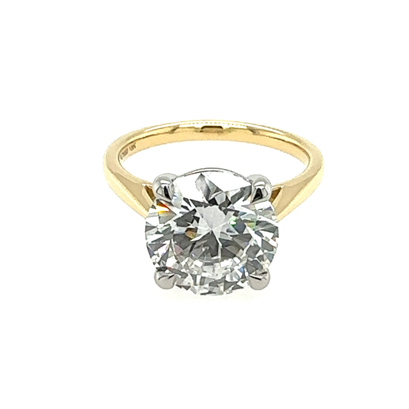 Round Brilliant Cut Single Stone 4.01ct Lab Grown Diamond, 18ct Yellow Gold