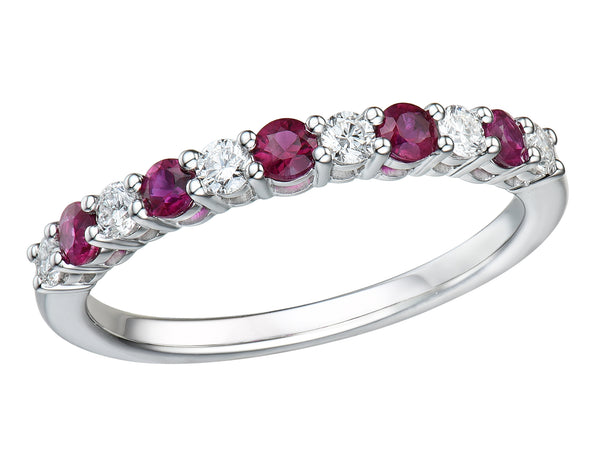 Ruby & Diamond 18ct White Gold Eternity Ring