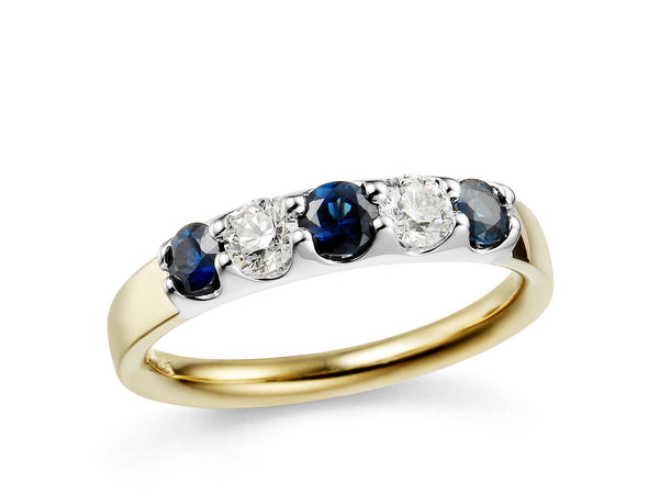Sapphire & Diamond 5 Stone 18ct Gold Ring
