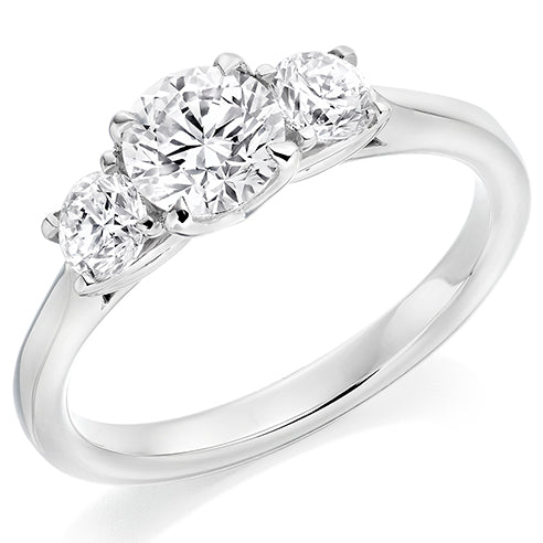 3 Stone Diamond Trilogy Platinum Ring