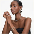 Swarovski Matrix hoop earrings, Round cut, White, Rhodium plated