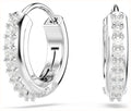Swarovski Matrix hoop earrings, Round cut, White, Rhodium plated