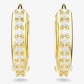 Swarovski Matrix hoop earrings, Round cut, White, Gold-tone plated