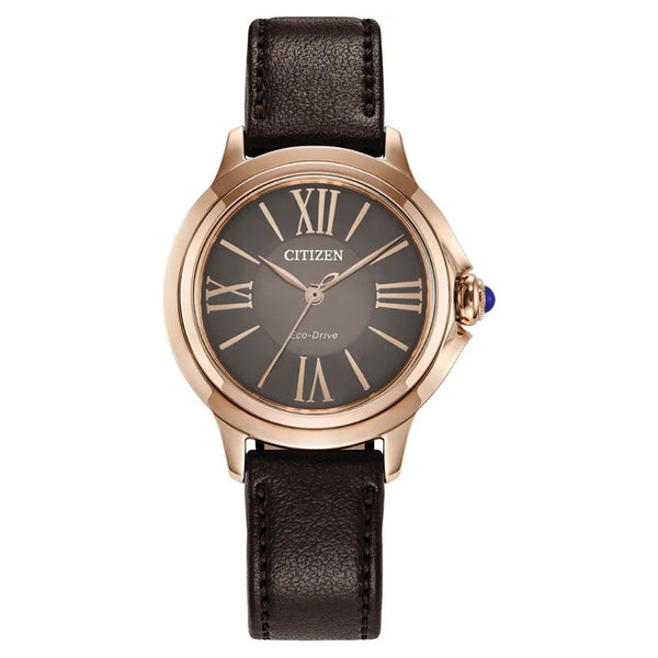 Citizen Eco-Drive L Ceci Brown Leather Strap 32mm Watch EM1163-09X