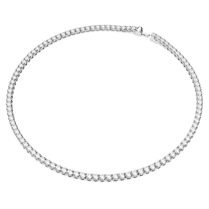 Swarovski Matrix Tennis set, Round cut, White, Rhodium plated