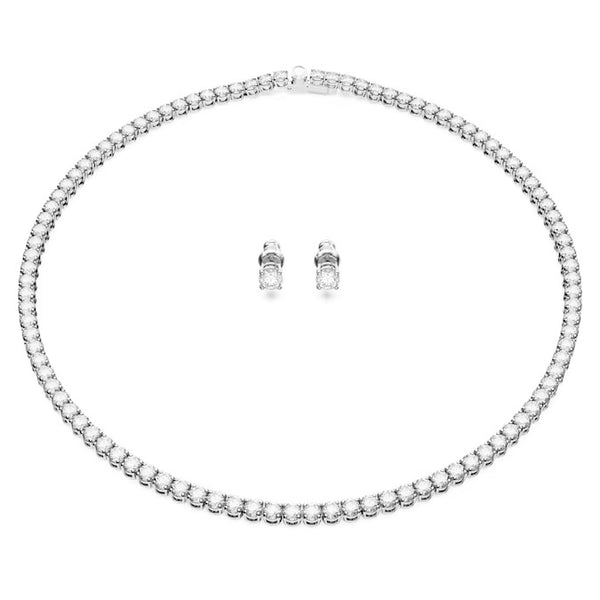 Swarovski Matrix Tennis set, Round cut, White, Rhodium plated