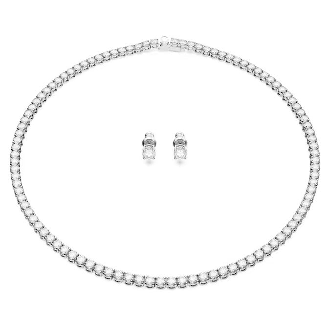 Swarovski Matrix Tennis set, Round cut, White, Rhodium plated