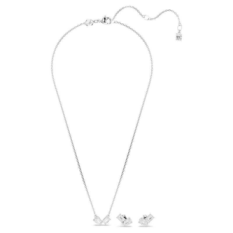 Swarovski Mesmera set, Mixed cuts, White, Rhodium plated