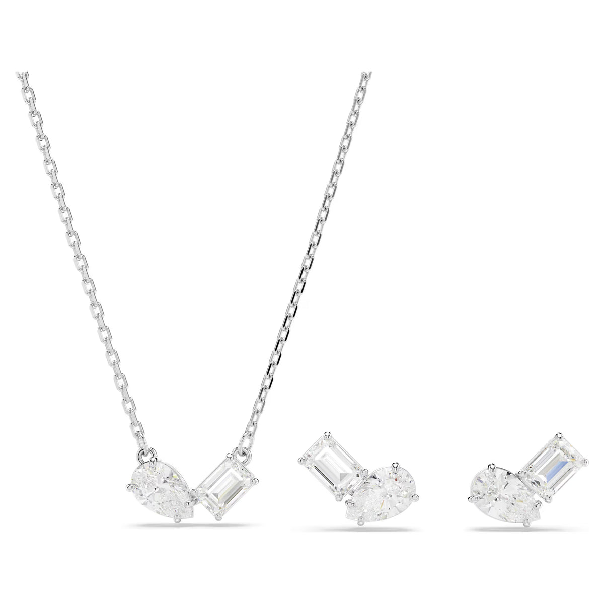 Swarovski Mesmera set, Mixed cuts, White, Rhodium plated