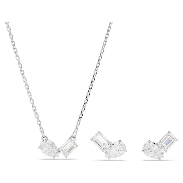 Swarovski Mesmera set, Mixed cuts, White, Rhodium plated