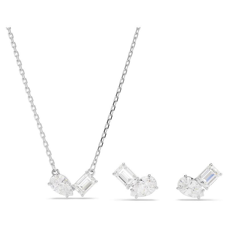 Swarovski Mesmera set, Mixed cuts, White, Rhodium plated