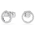 Swarovski Constella stud earrings, Round cut, White, Rhodium plated