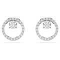 Swarovski Constella stud earrings, Round cut, White, Rhodium plated