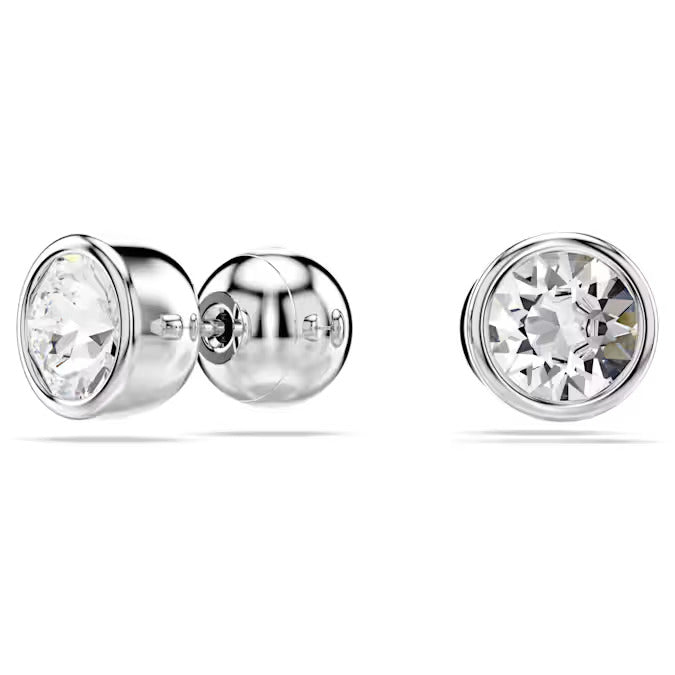 Swarovski Imber stud earrings, Round cut, White, Rhodium plated
