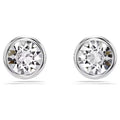 Swarovski Imber stud earrings, Round cut, White, Rhodium plated
