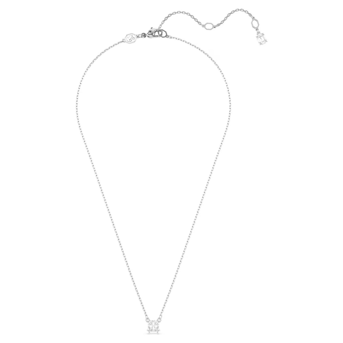 Swarovski Stilla pendant, Square cut, White, Rhodium plated