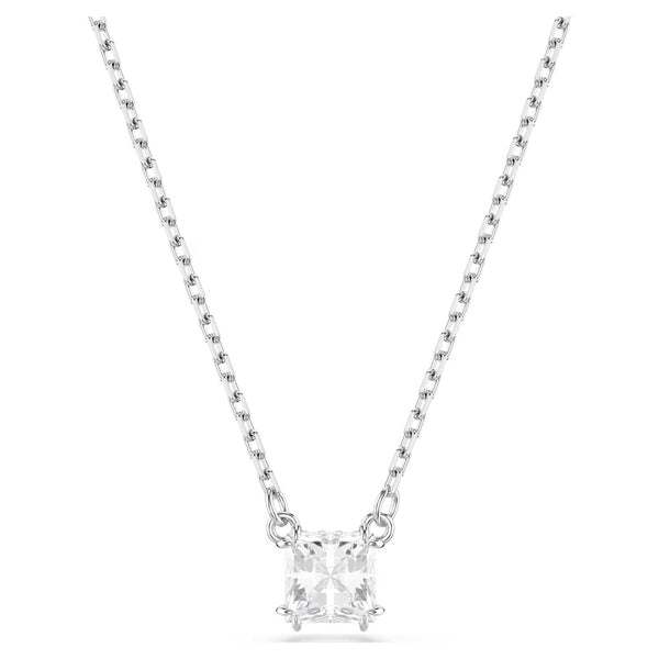 Swarovski Stilla pendant, Square cut, White, Rhodium plated