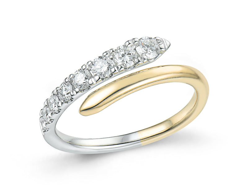 Diamond 18ct Yellow & White Gold Twist Open Ring