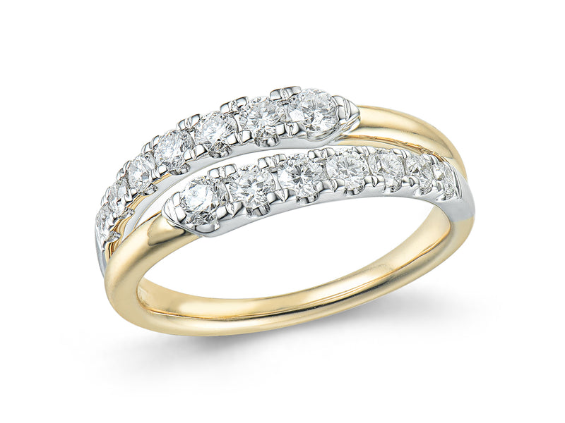 Diamond 18ct Yellow & White Gold Double Twist Ring