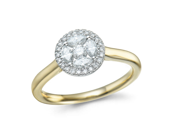 Diamond 18ct Yellow Gold Cluster Ring