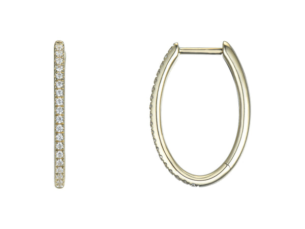 Diamond 18ct Yellow Gold Oval Hoop Earrings