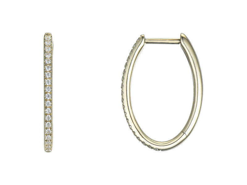 Diamond 18ct Yellow Gold Oval Hoop Earrings