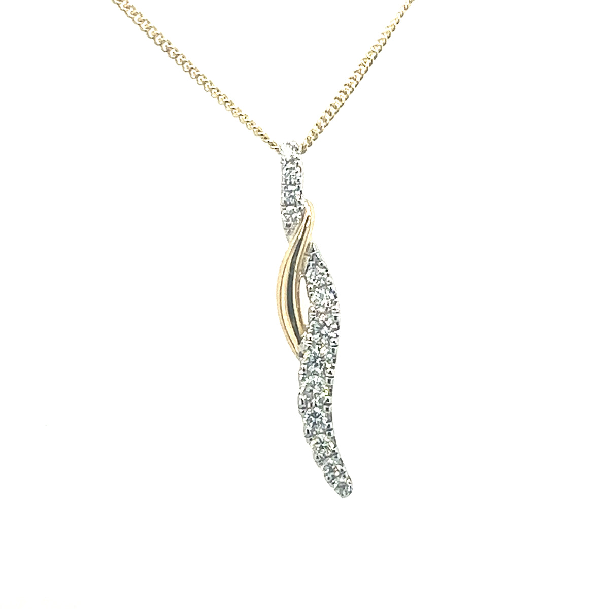 Diamond Drop Twist 18ct Yellow Gold Pendant