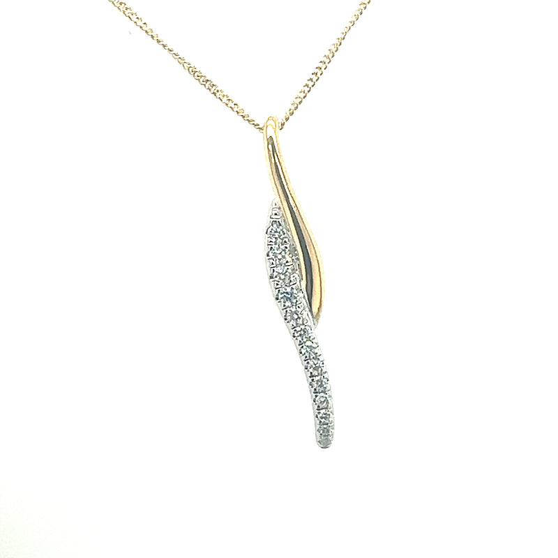 Diamond Drop Twist 18ct Yellow Gold Pendant