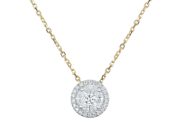 Diamond Round Cluster Style 18ct Yellow Gold Pendant