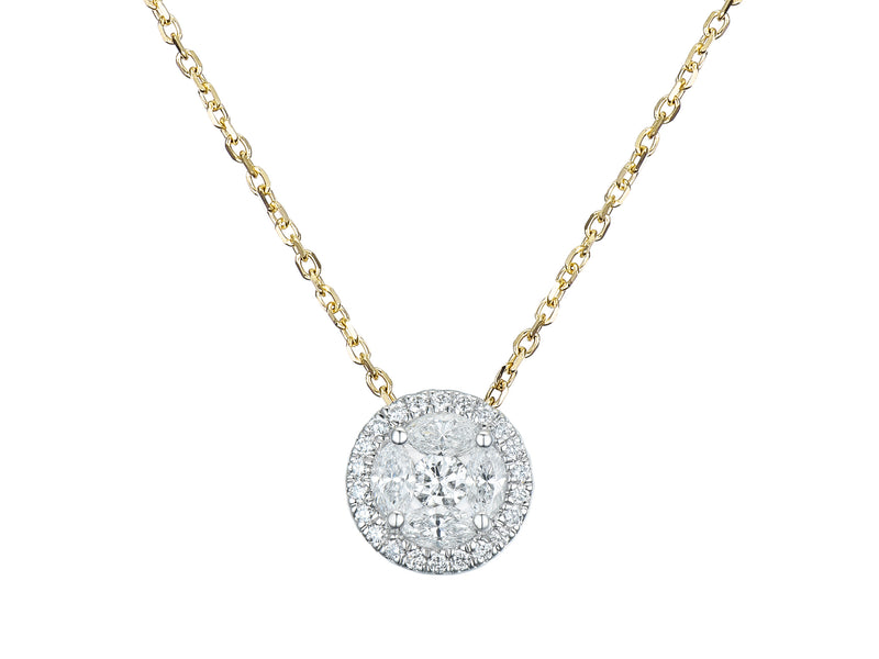 Diamond Round Cluster Style 18ct Yellow Gold Pendant