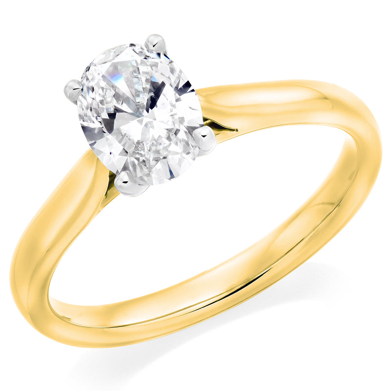 Yellow Gold Oval Cut 1.00ct Diamond Ring