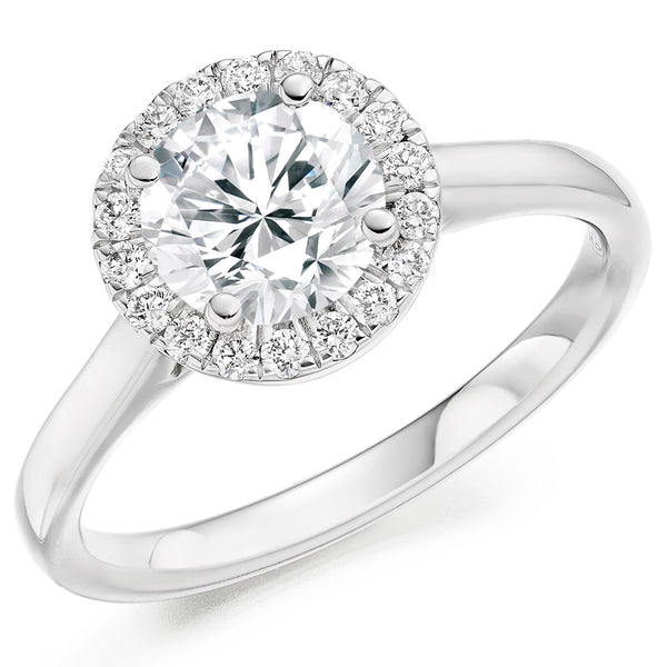 Platinum Round Brilliant Cut Halo 1.00ct Diamond Ring