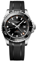 Longines HydroConquest GMT Black 43mm Rubber Strap Watch L3.890.4.56.9