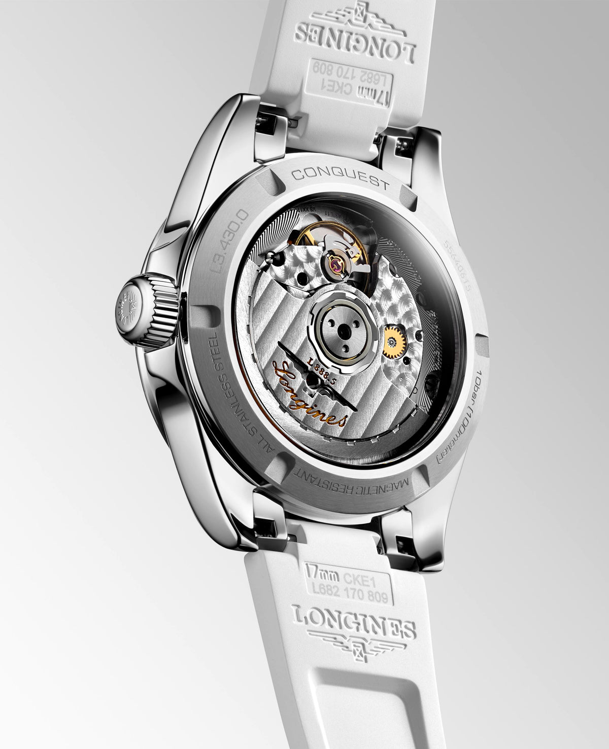 Longines Conquest Automatic Diamond Dial & Bezel Rubber 34mm Watch L34300879