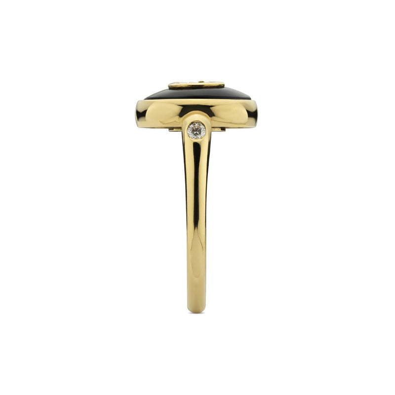 Gucci Interlocking 18ct Yellow Gold Black Onyx Ring