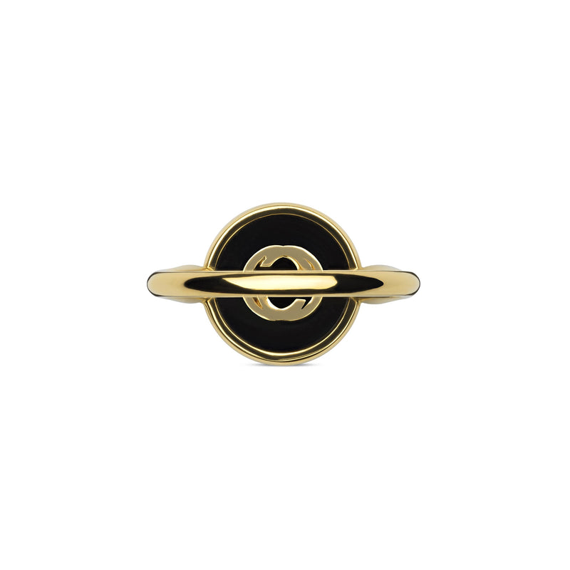 Gucci Interlocking 18ct Yellow Gold Black Onyx Ring