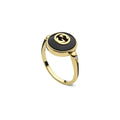 Gucci Interlocking 18ct Yellow Gold Black Onyx Ring