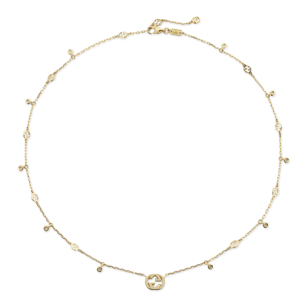 Gucci Interlocking 18ct Yellow Gold Diamond Necklace