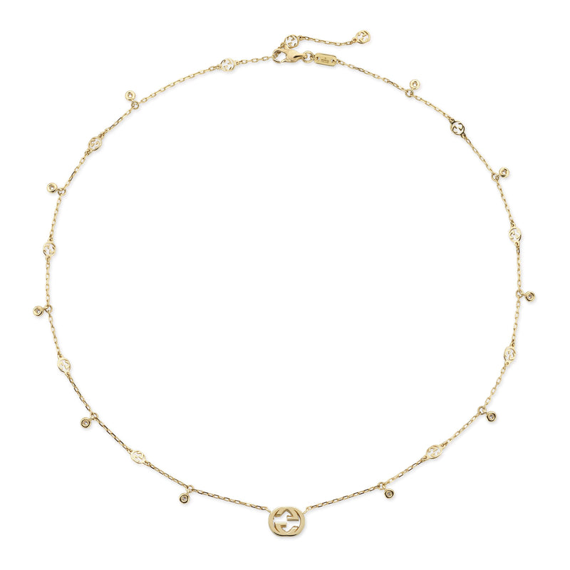Gucci Interlocking 18ct Yellow Gold Diamond Necklace