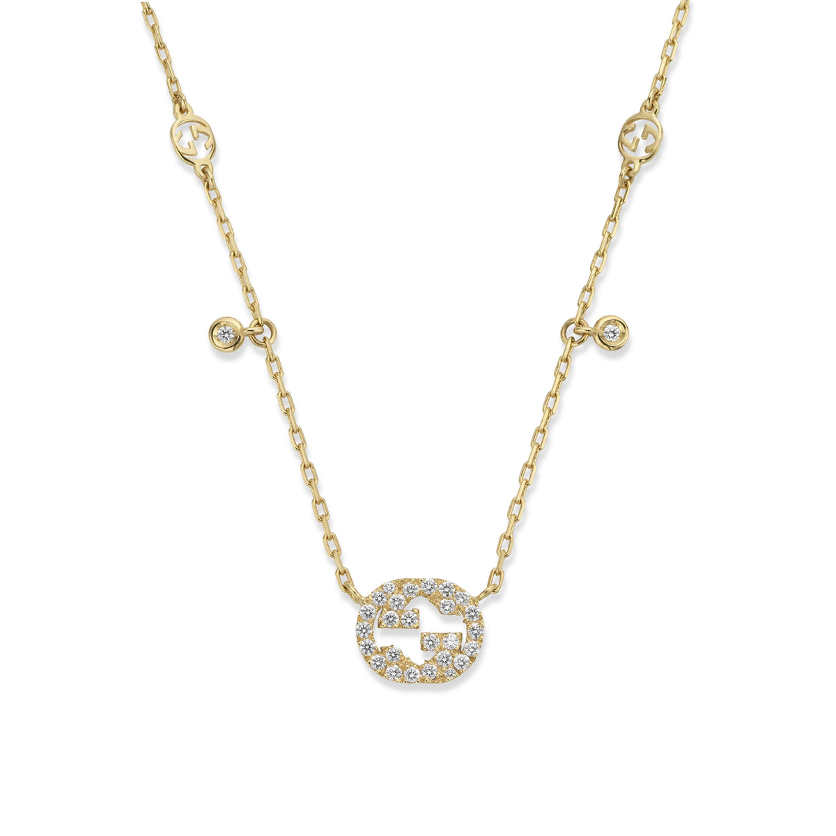 Gucci Interlocking 18ct Yellow Gold Diamond Necklace