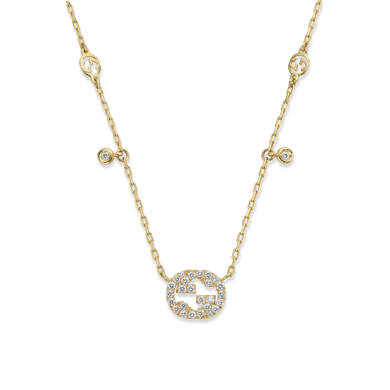 Gucci Interlocking 18ct Yellow Gold Diamond Necklace
