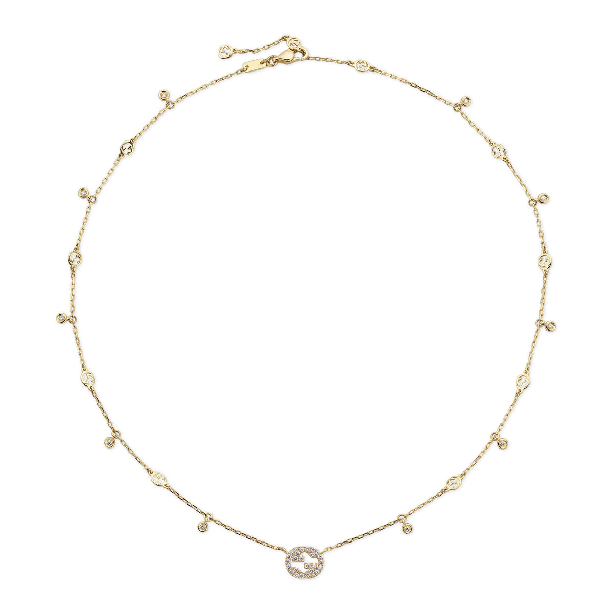 Gucci Interlocking 18ct Yellow Gold Diamond Necklace
