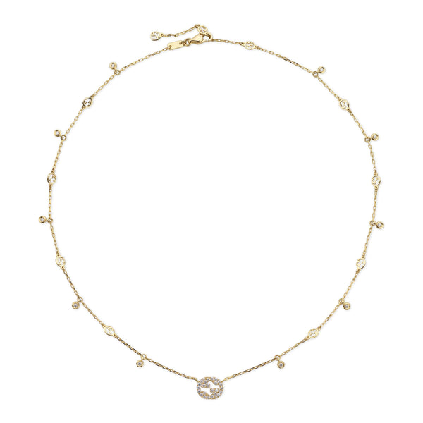 Gucci Interlocking 18ct Yellow Gold Diamond Necklace