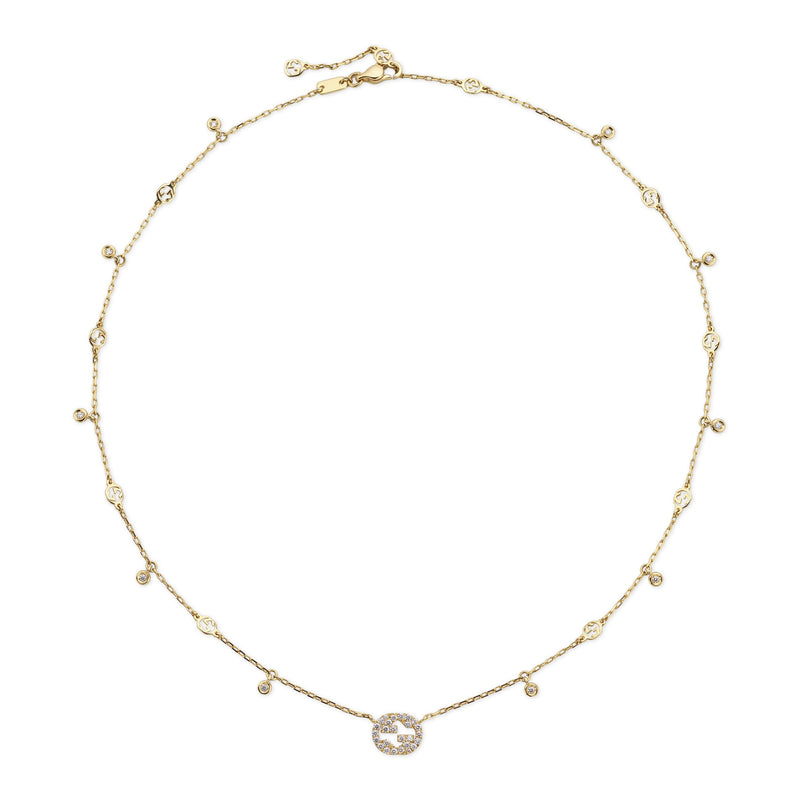 Gucci Interlocking 18ct Yellow Gold Diamond Necklace