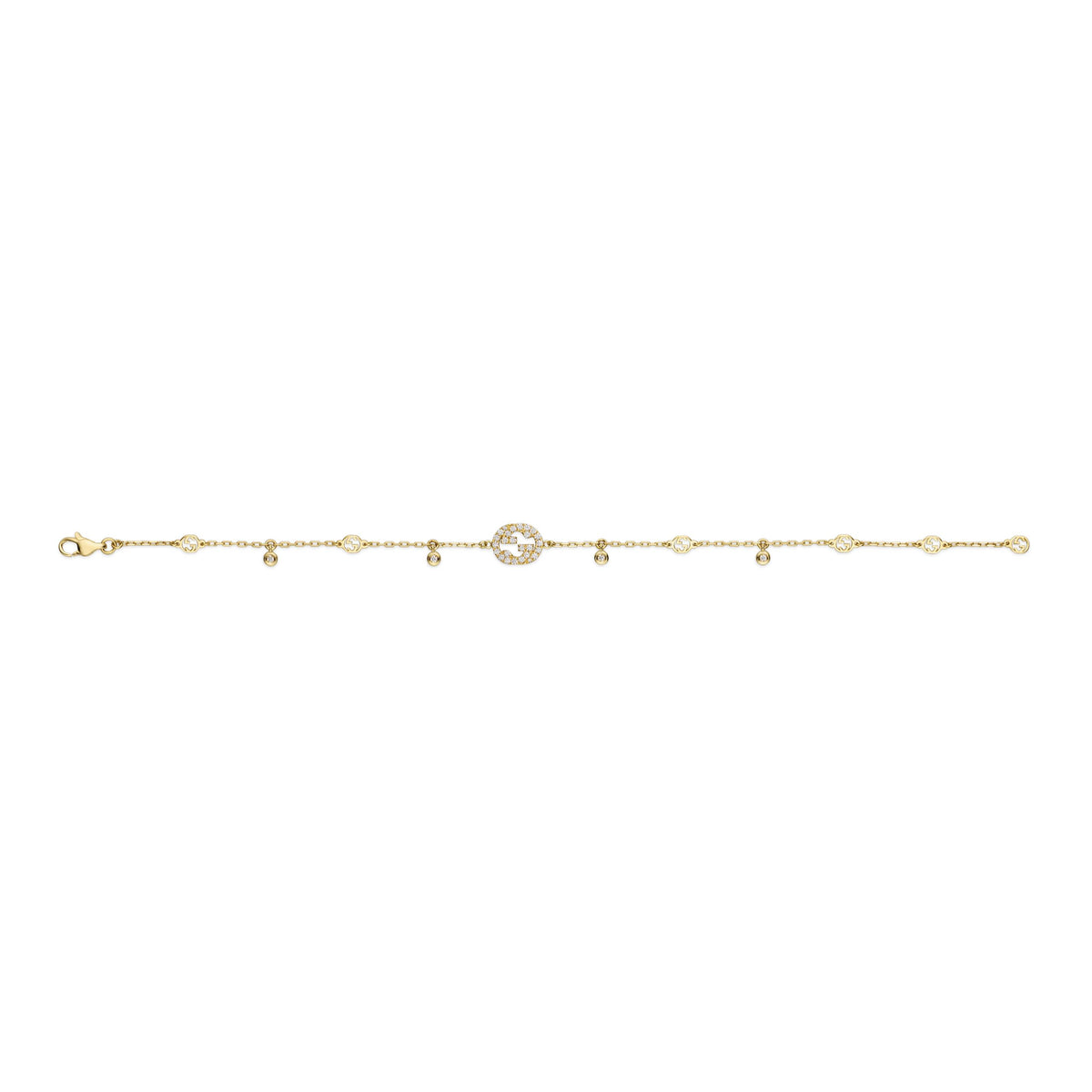 Gucci Interlocking 18ct Yellow Gold & Diamond Bracelet